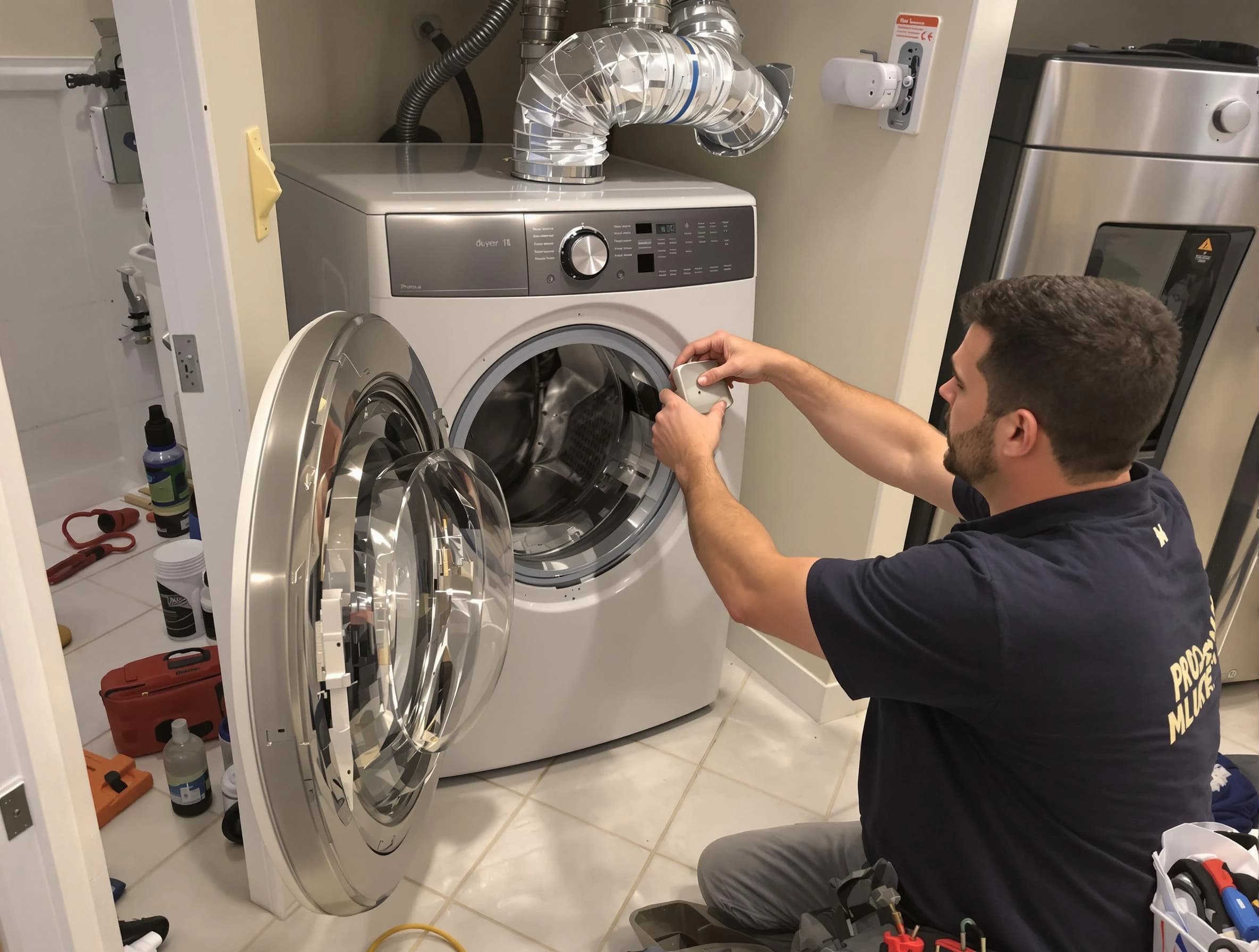 Mount Olive Dryer Vent Cleaning technician performing precise dryer vent hose installation in Mount Olive