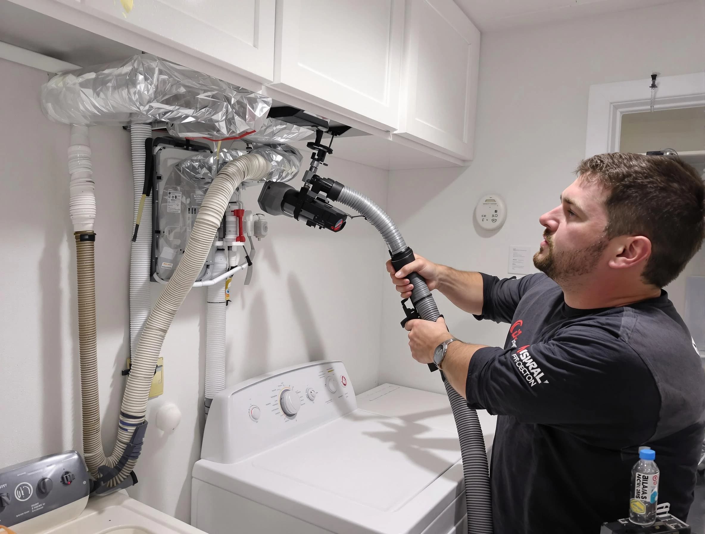 Mount Olive Dryer Vent Cleaning certified technician performing safety-focused gas dryer vent cleaning in Mount Olive
