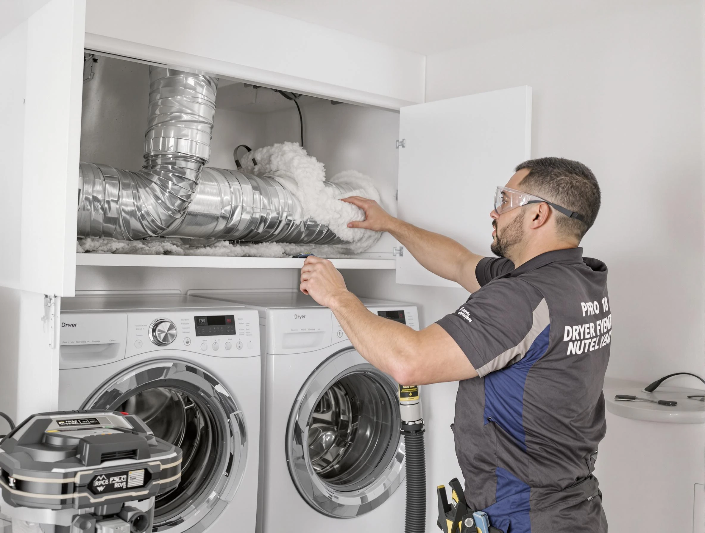 Mount Olive Dryer Vent Cleaning certified technician performing specialized gas dryer vent cleaning in Mount Olive